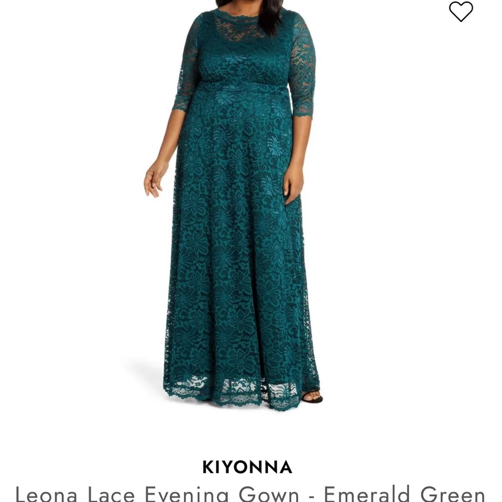 Kiyonna Leona emerald Green Lace Gown, 1X - Picture 2 of 8